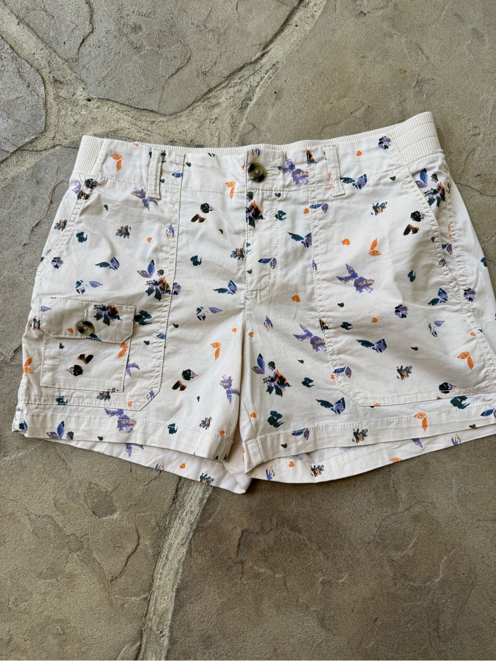 Sonoma, Cream, Floral Print Shorts, Size 10